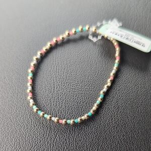 Elegant Beaded Bracelet - Gold, Pink, and Green